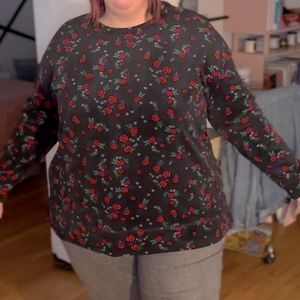 VINTAGE velveteen rose tunic top